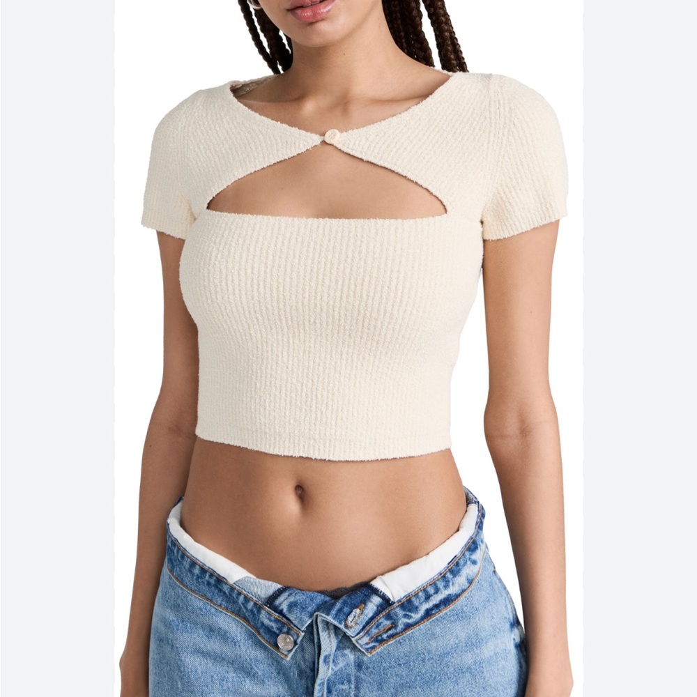 Alexander Wang Cutout Cotton-blend Cropped Top In White